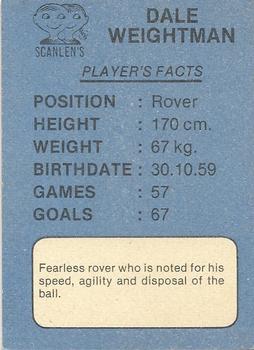1981 Scanlens VFL #65 Dale Weightman Back